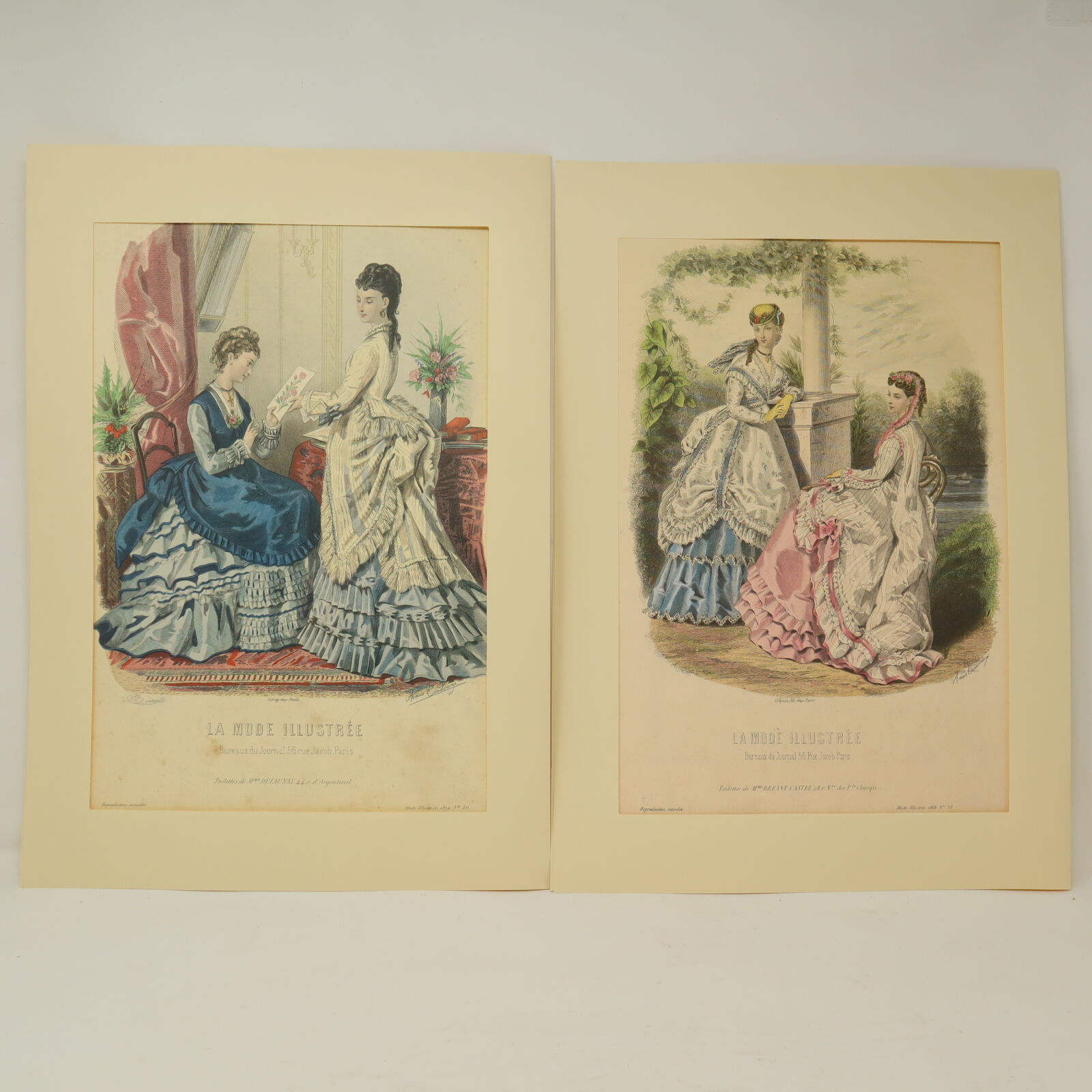 1830年 LA MODE2巻　手彩色ファッション誌 古書 フランスアンティーク original