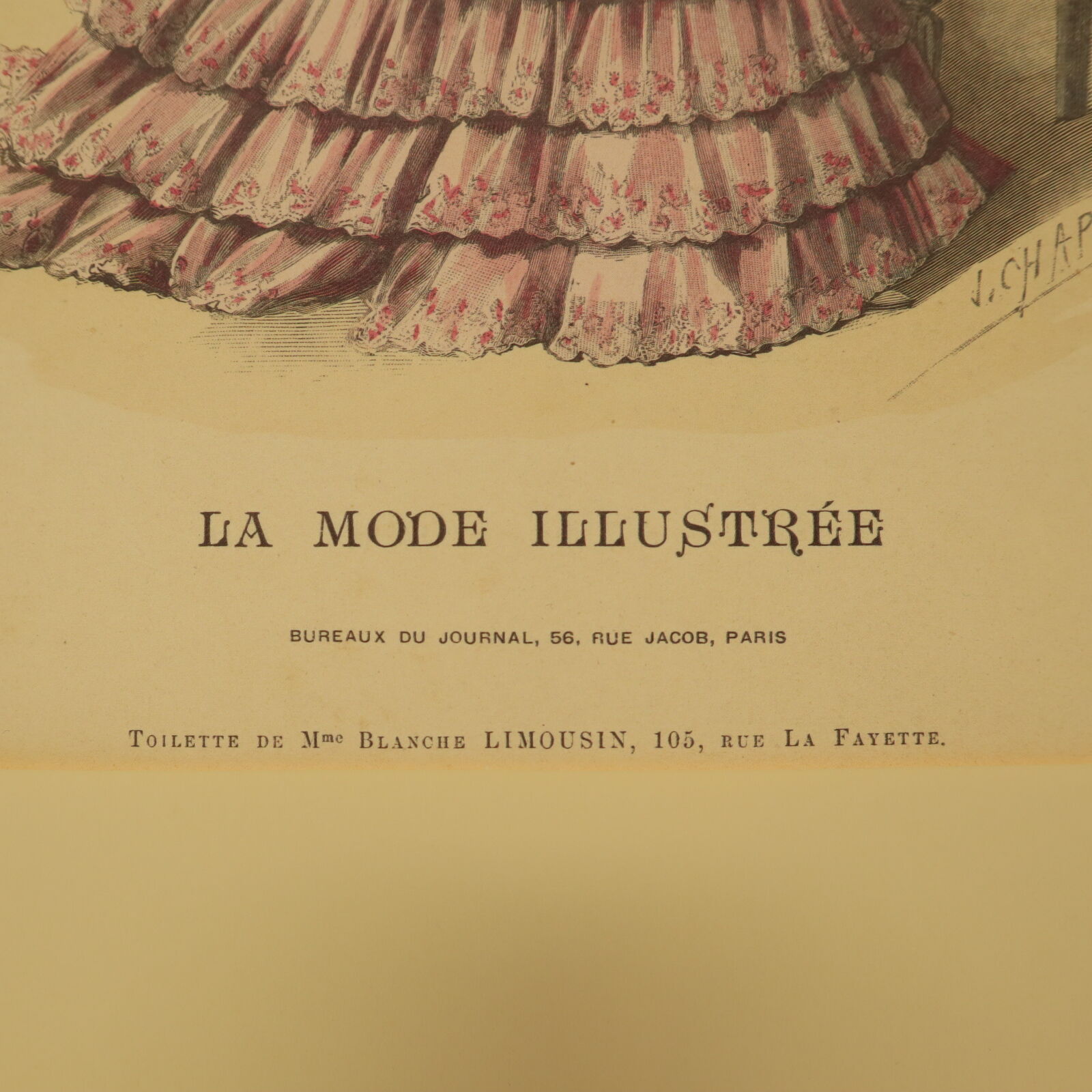 A010【版画複製版】フランスアンティーク 貴婦人 ファッション誌『La