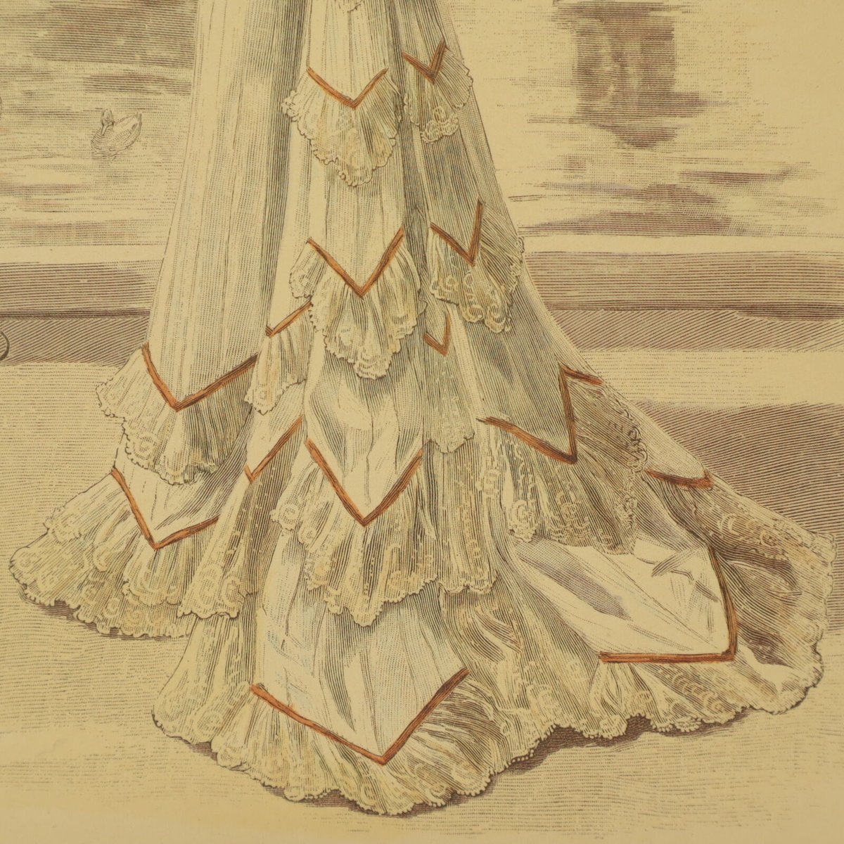 A010【版画複製版】フランスアンティーク 貴婦人 ファッション誌