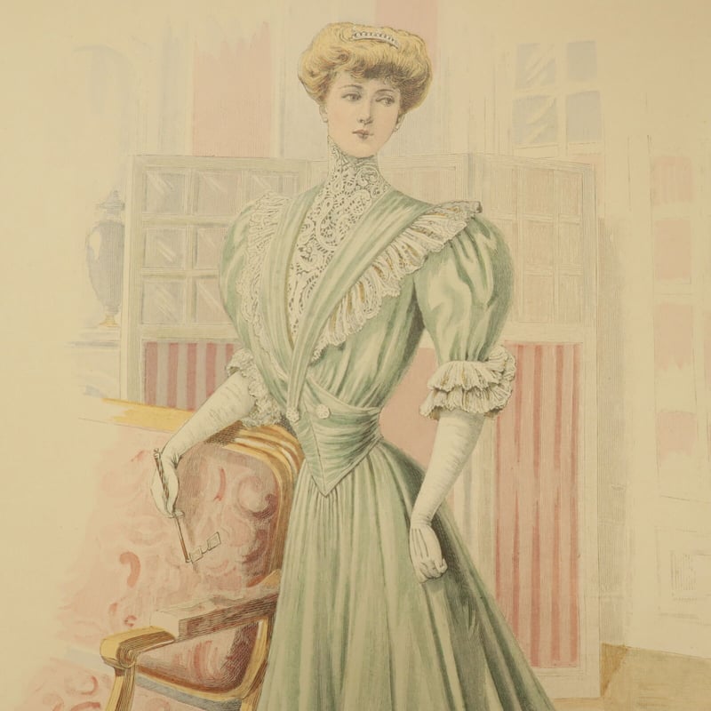 フランスアンティーク貴婦人版画　マーブル額装　最大サイズ 額装された貴婦人画・2B/フランスアンティーク雑貨 絵画 貴婦人画 銅