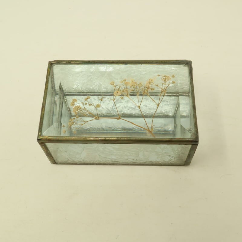 ビンテージ木製宝石箱 緑のガラス ビンテージ木製宝石箱 緑のガラス