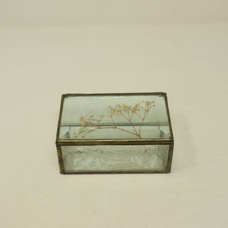 A004【フラワーアート】押し花ガラス 真鍮フレームのショーケース 宝石箱