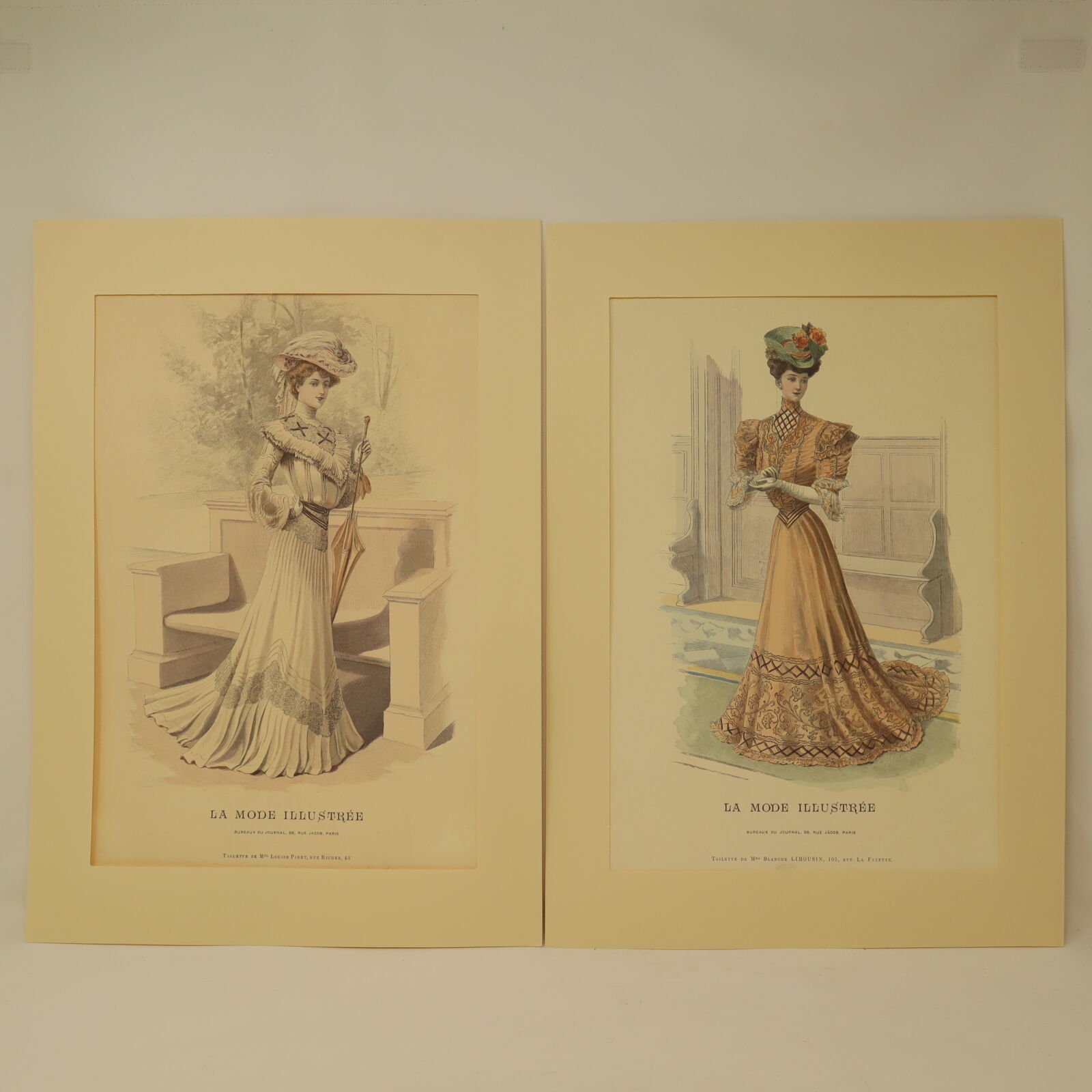 A012【版画複製版】フランスアンティーク 貴婦人 ファッション誌『La