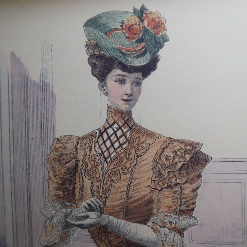 A012【版画複製版】フランスアンティーク 貴婦人 ファッション誌 A012【版画複製版】フランスアンティーク 貴婦人 ファッション誌