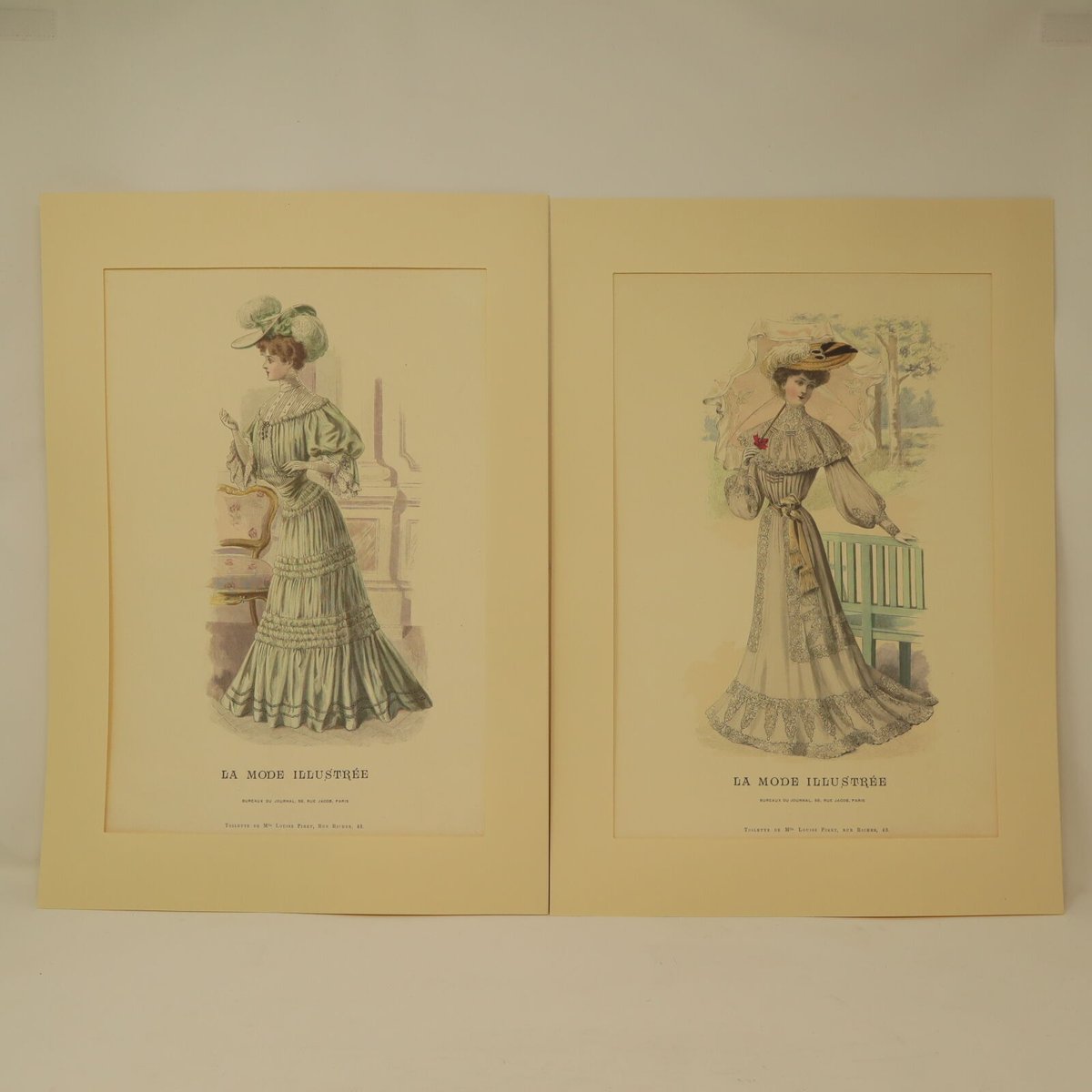 A009【版画複製版】フランスアンティーク 貴婦人 ファッション誌『La