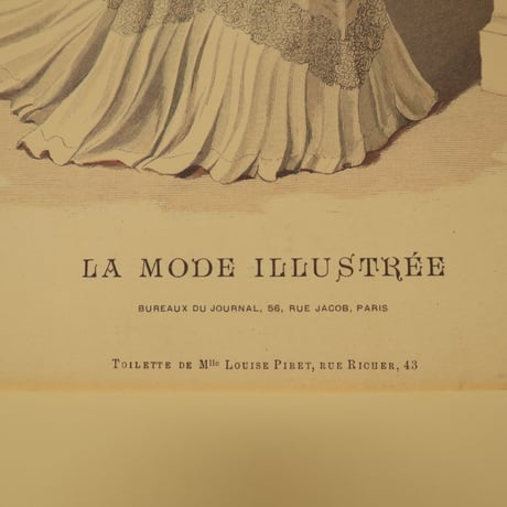 A012【版画複製版】フランスアンティーク 貴婦人 ファッション誌『La Mode illustree』２枚 ⑦