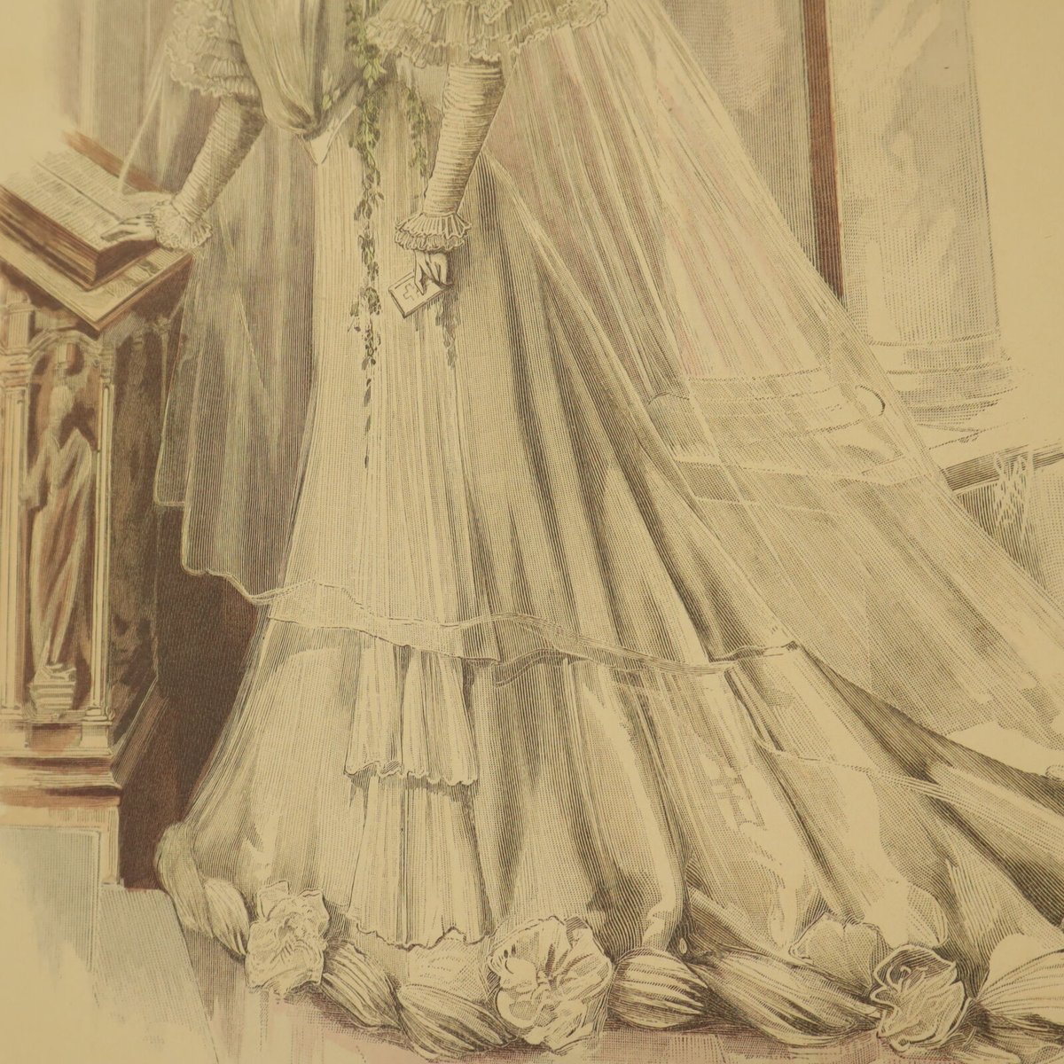 A008【版画複製版】フランスアンティーク 貴婦人 ファッション誌『La