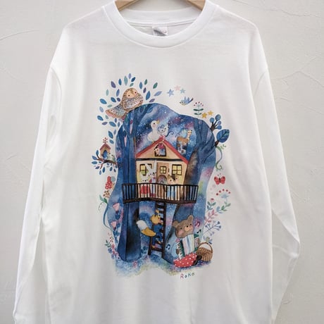おとなとこども長Tシャツ-星が見える家　受注生産