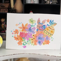 小さな原画-花の中のイースター