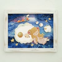 額装シャドーボックス（印刷物）「おやすみなさい～Sweet Dreams～」  1点もの