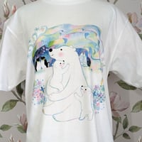 おとなとこどもTシャツ-シロクマの親子　即納品と受注生産
