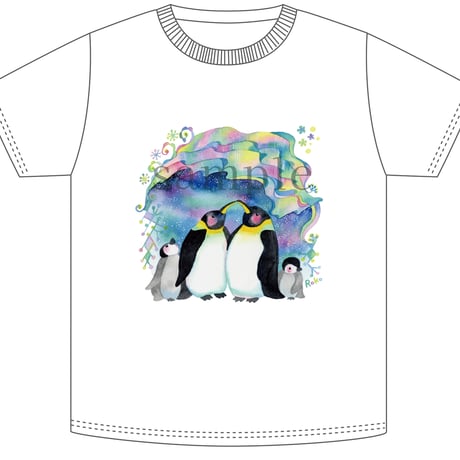 おとなとこどもTシャツ-ペンギンの親子　即納品と受注生産