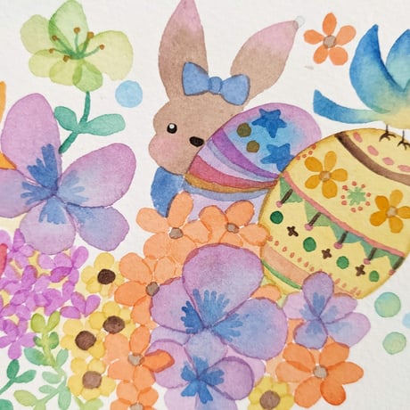 小さな原画-花の中のイースター