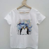 おとなとこどもTシャツ-ペンギンの親子　即納品と受注生産