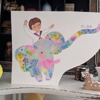 小さな原画-花咲くゾウと僕