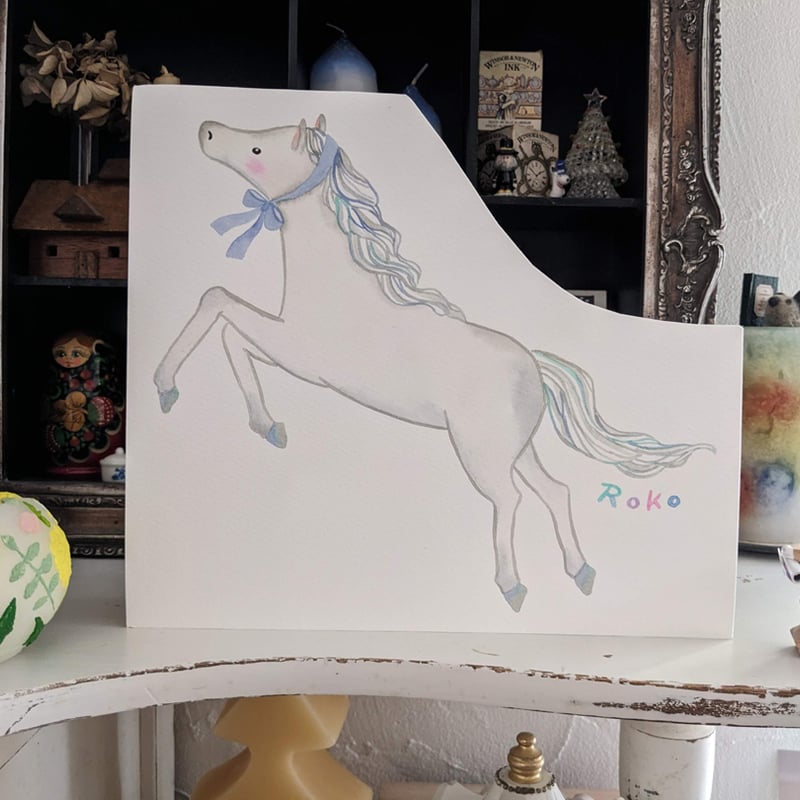 馬 原画 色鉛筆画 原画 ソングライン 手描き イラスト No.39 馬