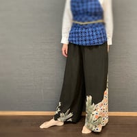 【セミオーダー】着物から作るロングパンツ/裏地付き 着物リメイク ウエストゴム