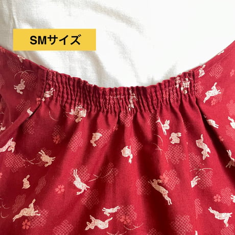 【お稽古着】茶着-チャギー（巾着付き）/えんじ色　兎柄