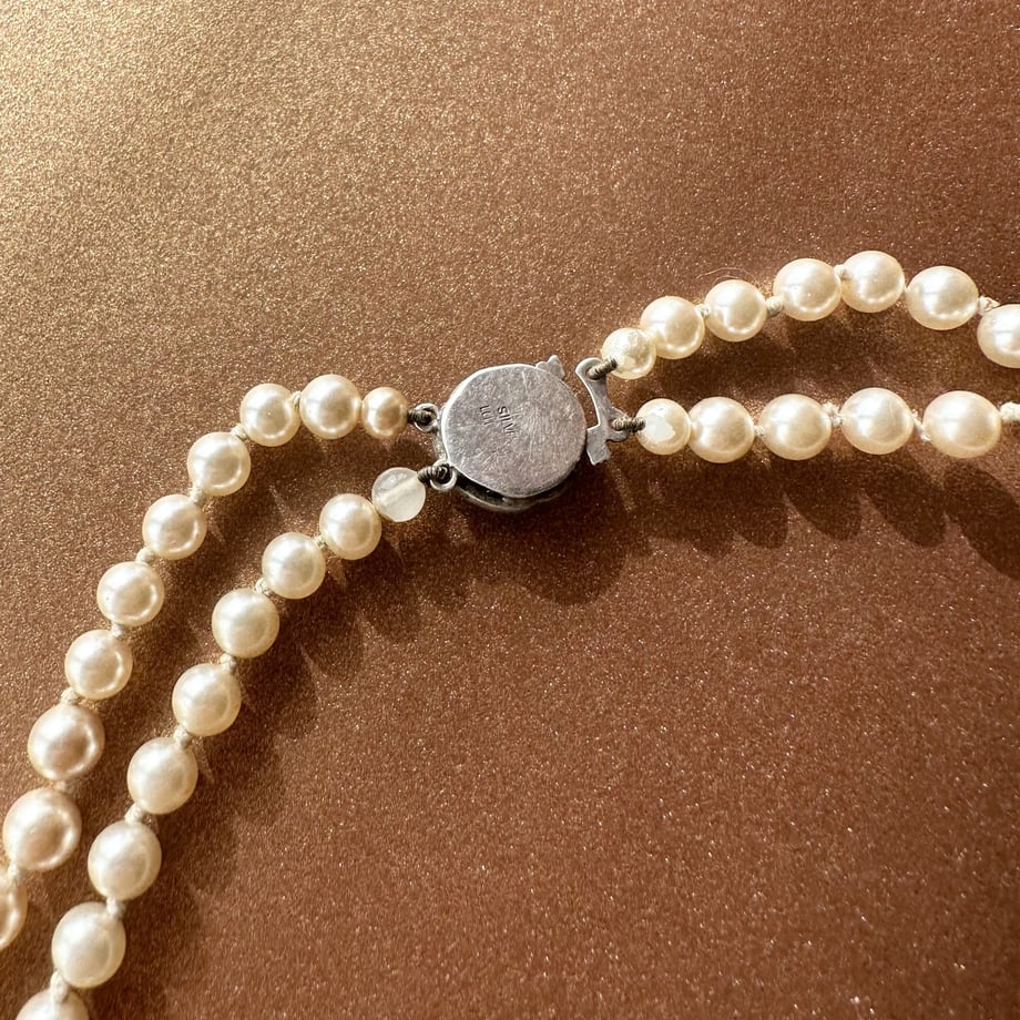 LOTUS シミュレーテッドパール ダブルストランドネックレス(オリジナルボックス付) ア...