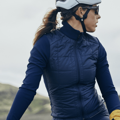 [Women]- CAFE DU CYCLISTE -  LEONIE Insulated Cycling Jacket [Navy]