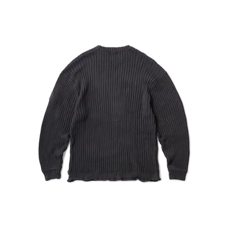 HELLRAZOR  BIG RIB CREW KNIT - Black