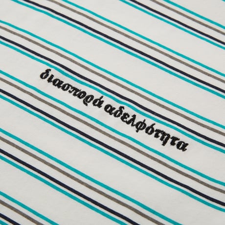 DIASPORA   PRINTED STRIPE  S/S Top  - White