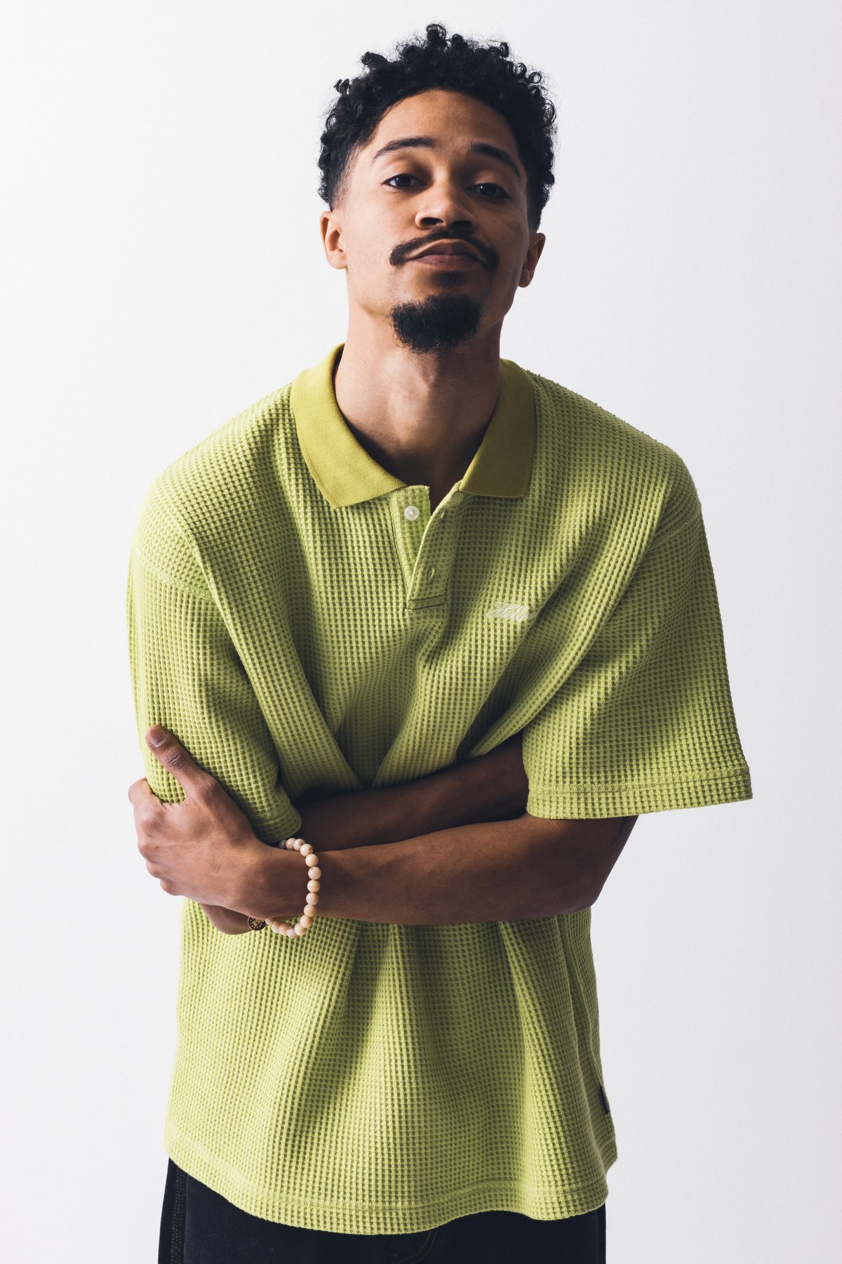 HELLRAZOR SCRIPT LOGO WAFFLE POLO SHIRT | STEE