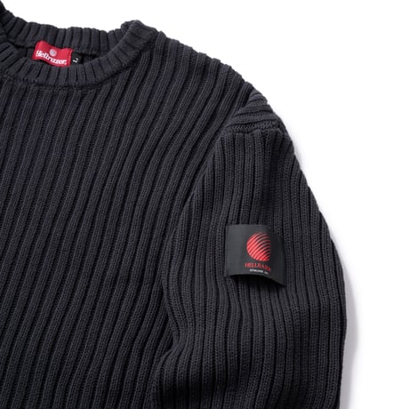 HELLRAZOR  BIG RIB CREW KNIT - Black