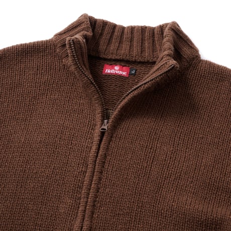 HELLRAZOR  LOGO FULL ZIP KNIT - Brown