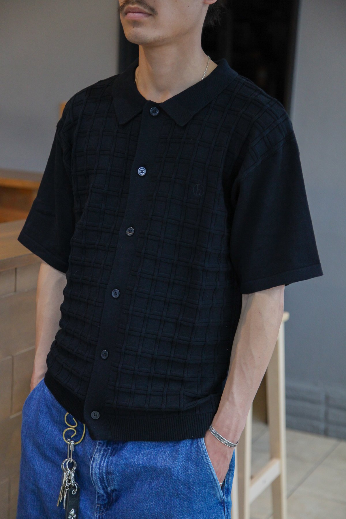 HELLRAZOR SQUARE S/S BUTTON KNIT | STEEZ CREAT