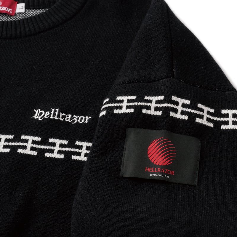 HELLRAZOR H CHAIN LINE CREWKNIT - Black | STEE