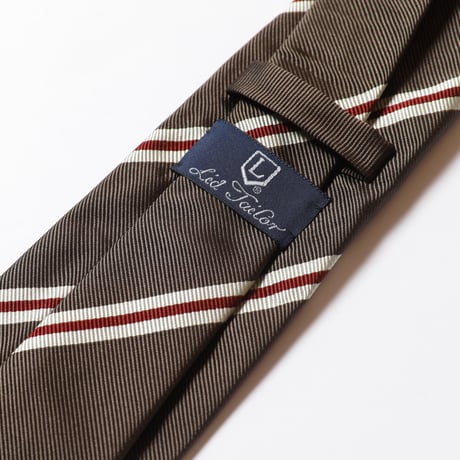 FAIRFAX　ストライプ柄シルクタイ（グレーブラウン、白、ボルドー）