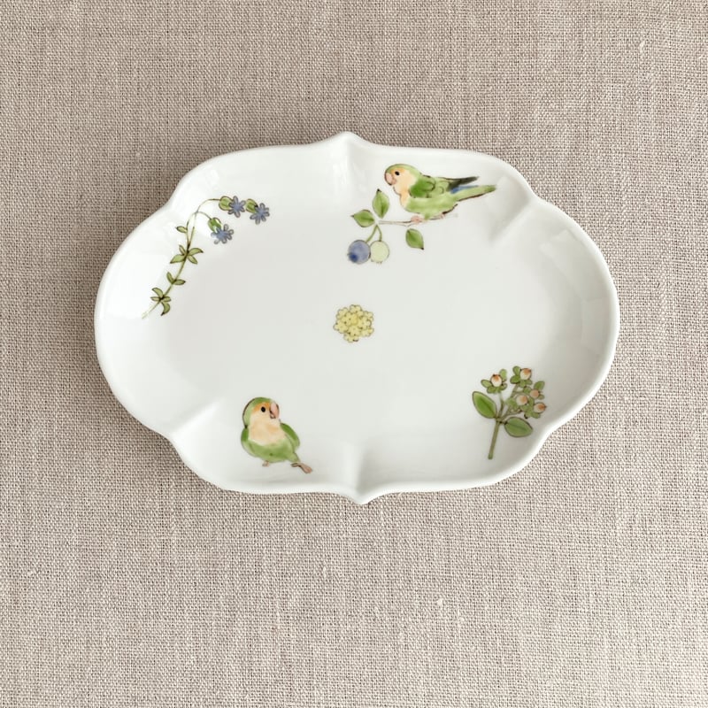 コザクラインコ雲形皿（大） | nao uchimura 内村七生