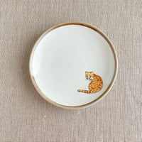 茶白猫５寸皿