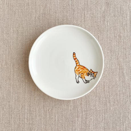 茶白猫4寸皿