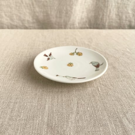 鳥と木苺4寸皿