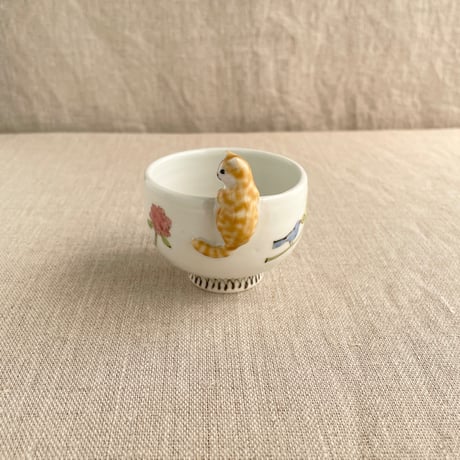 茶白猫ぐい呑
