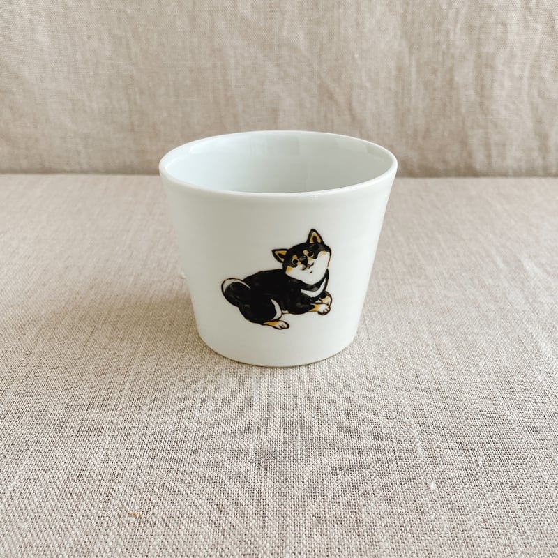 【内村七生】　柴犬・黒柴おちょこ　2点セット アネモネ黒柴付きおちょこ | nao uchimura 内村七生