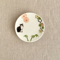 松竹梅とハチワレ小皿