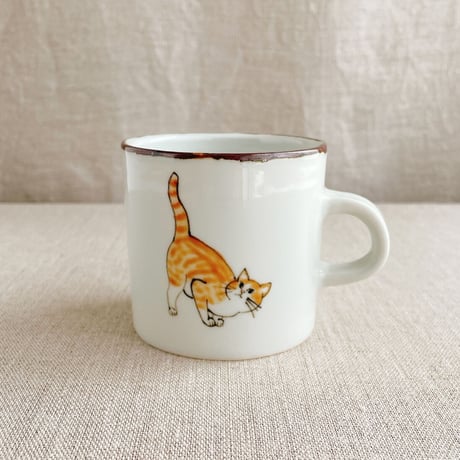 茶白猫マグカップ