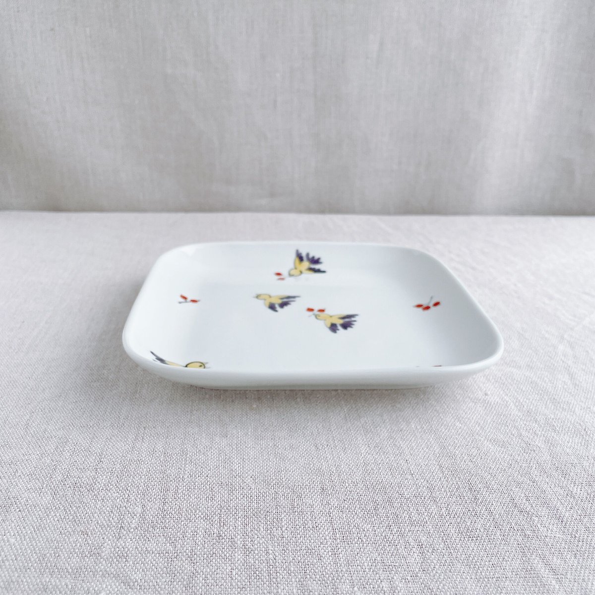 新品未使用 4点セット 内村七生 色絵飛ぶ鳥 長角豆皿 夜空の鳥 菱形豆皿 飛ぶ鳥パン皿(大) | nao uchimura 内村七生