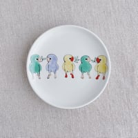 正面鳥４寸皿（水色）