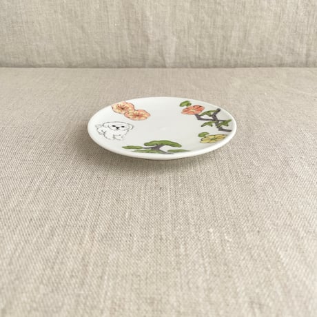 松竹梅とマルチーズ小皿