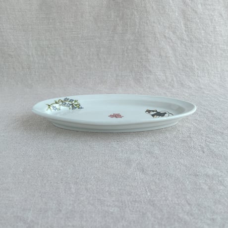 黒柴楕円皿(小)