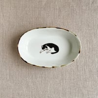ひるねハチワレ楕円小鉢
