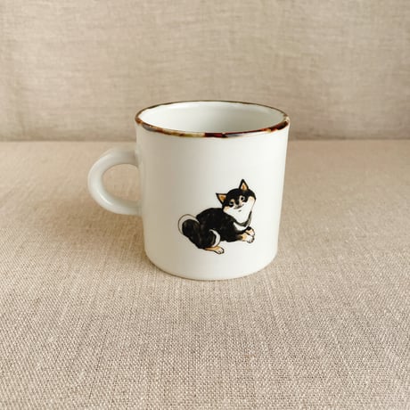 豆柴黒マグカップ