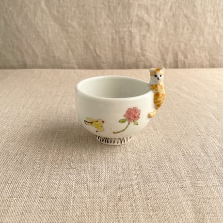 茶白猫ぐい呑
