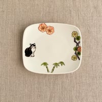松竹梅とハチワレ菓子皿