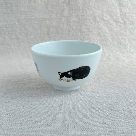 ハチワレ・ミケ猫飯碗(S)
