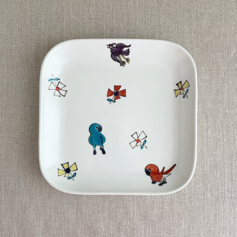 小鳥花散らしパン皿（大） | nao uchimura 内村七生